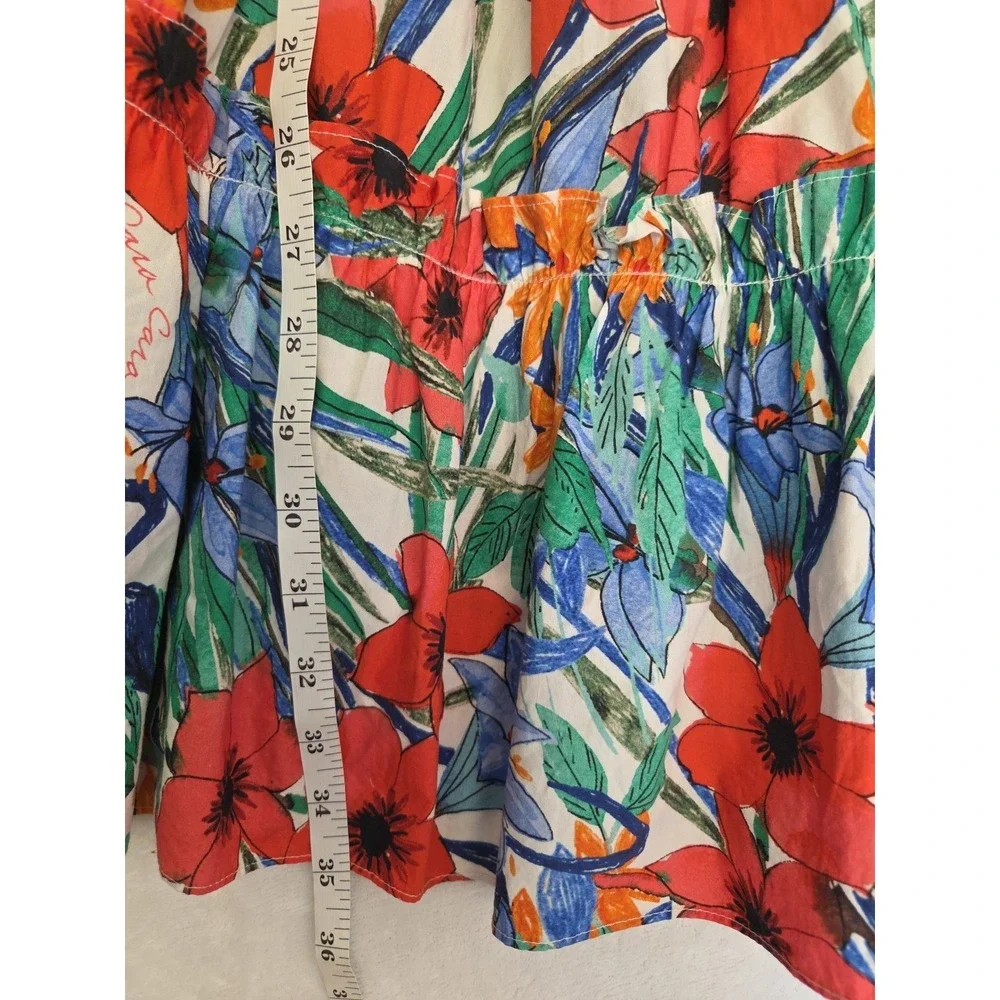 Cara Cara Sip Sip Garden Print Colorful Puff Sleeve Floral Mini Dress‎ Ruffle S